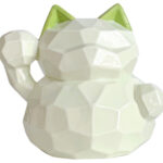 Lucky Cat Ceramic Money Box Green 10 cm