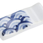 Ceramic chopstick holder white with blue bow