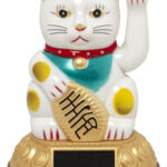 Lucky Cat White Solar 10 cm